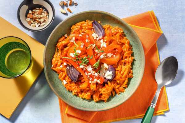 Mediterranean-inspired goat cheese orzo
