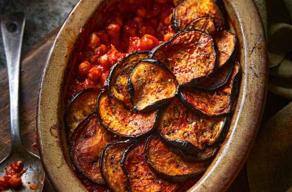 Chickpea & aubergine one pot bake